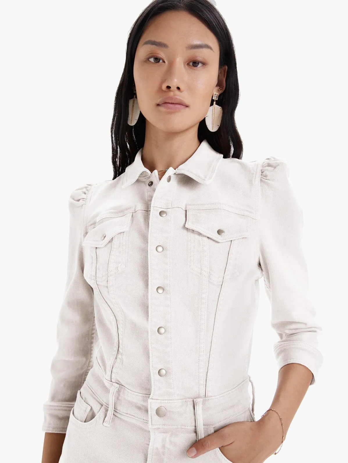 Mother - The Puffy Bruiser Mini Dress in Cream