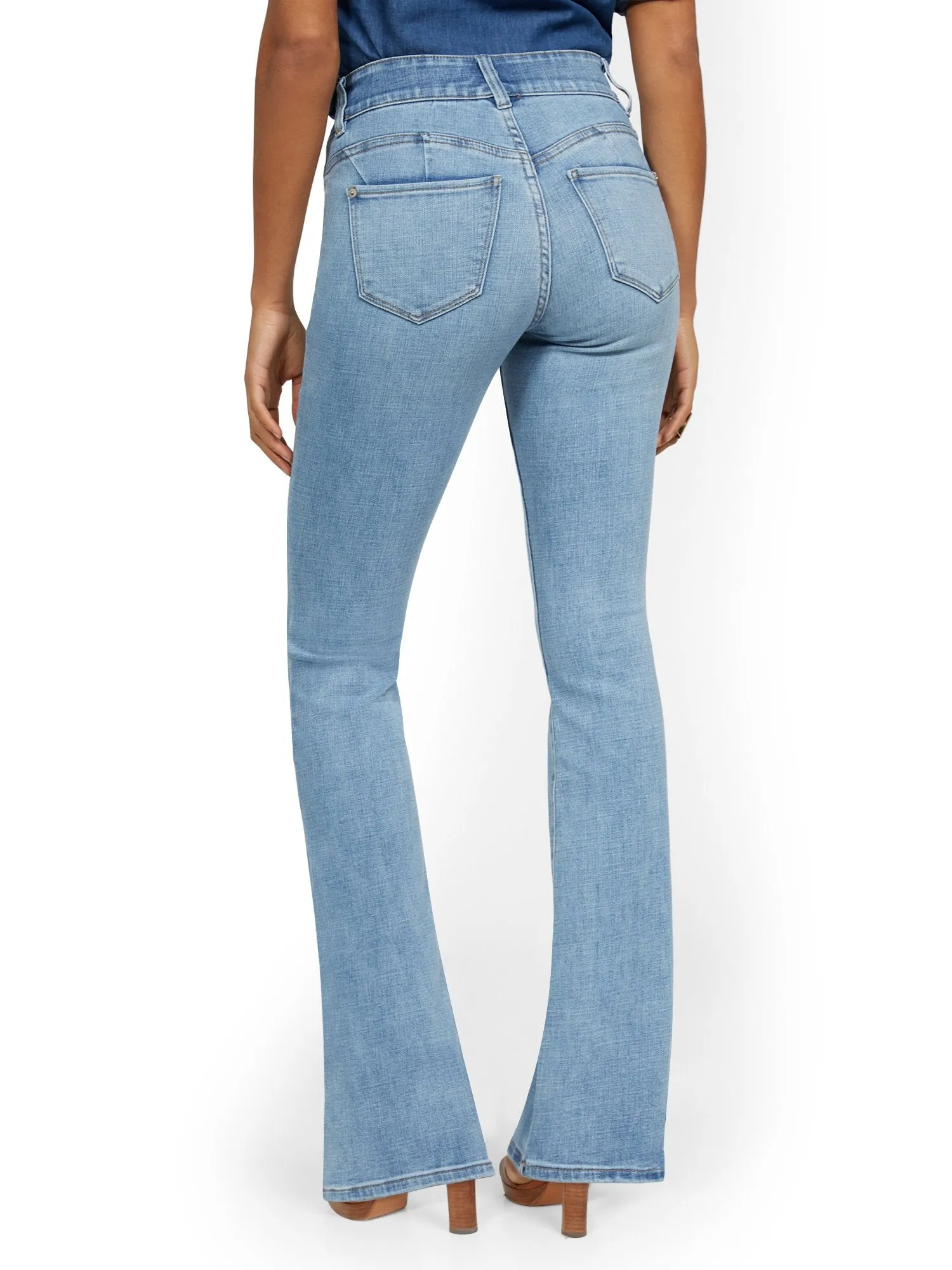 Mya Curvy High-Waisted Sculpting No Gap Barely Bootcut Jeans - Light Wash