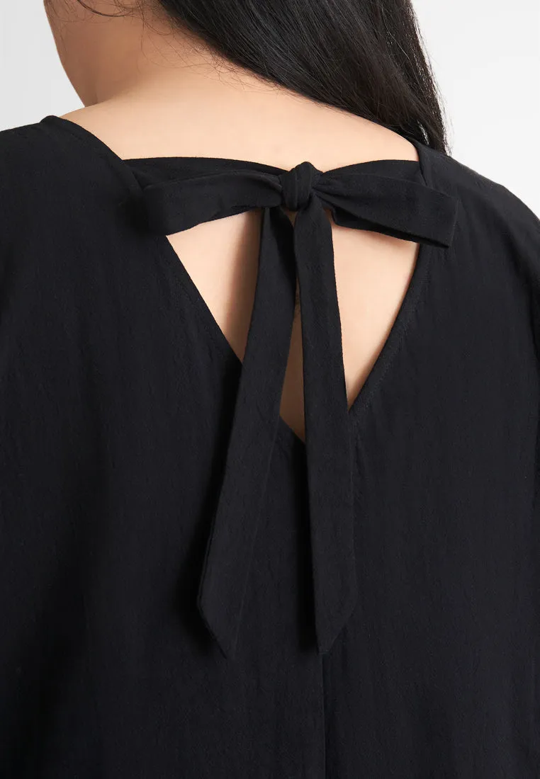 Nafas ZEN Half Sleeve Back Bow Midi Dress