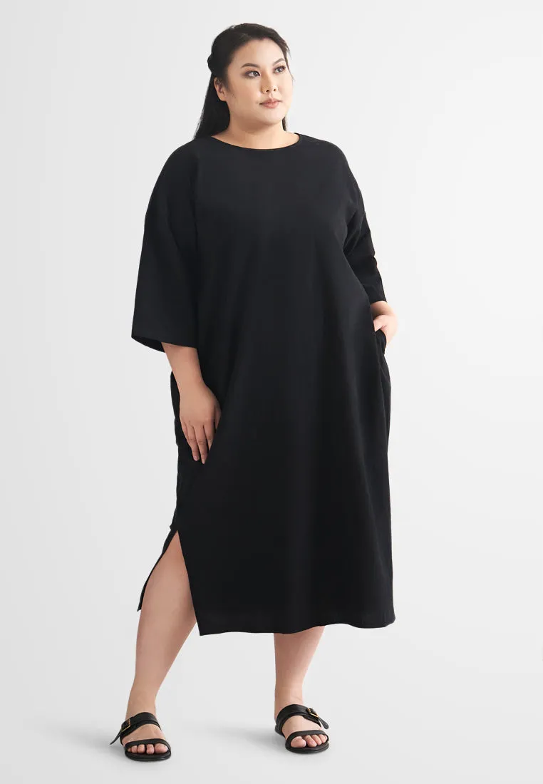 Nafas ZEN Half Sleeve Back Bow Midi Dress