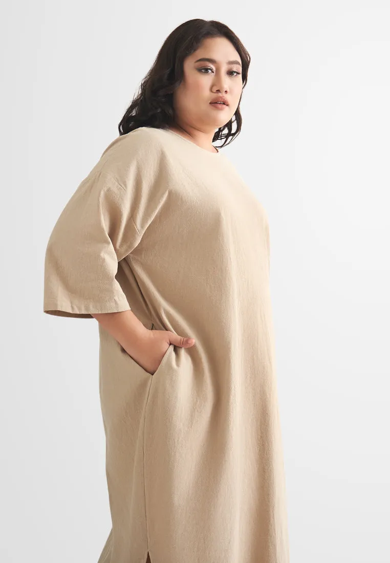 Nafas ZEN Half Sleeve Back Bow Midi Dress