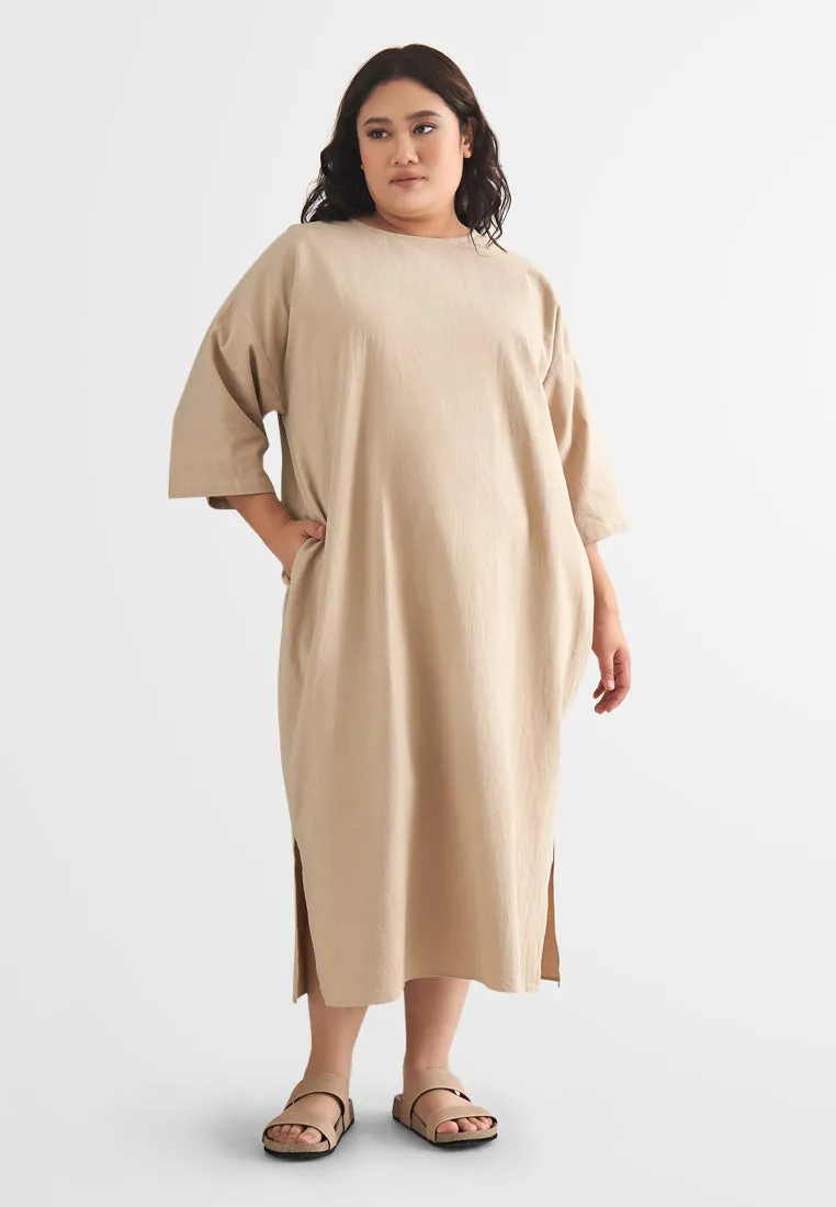 Nafas ZEN Half Sleeve Back Bow Midi Dress
