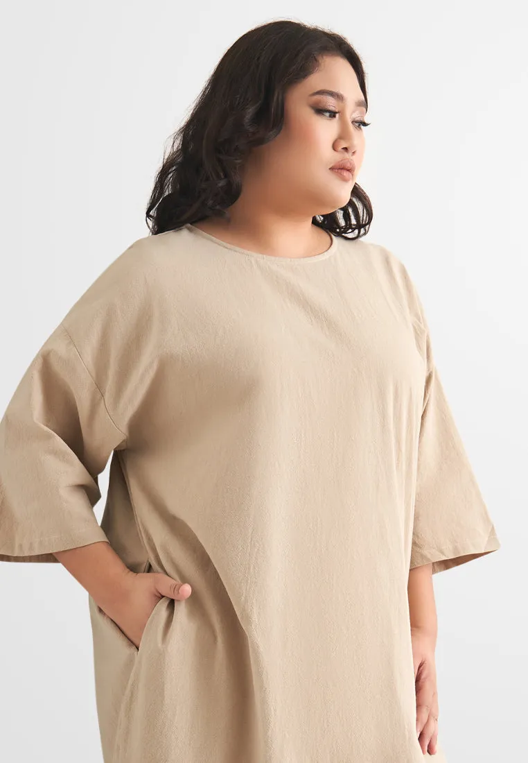 Nafas ZEN Half Sleeve Back Bow Midi Dress