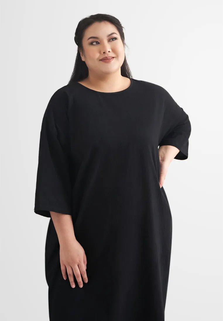 Nafas ZEN Half Sleeve Back Bow Midi Dress