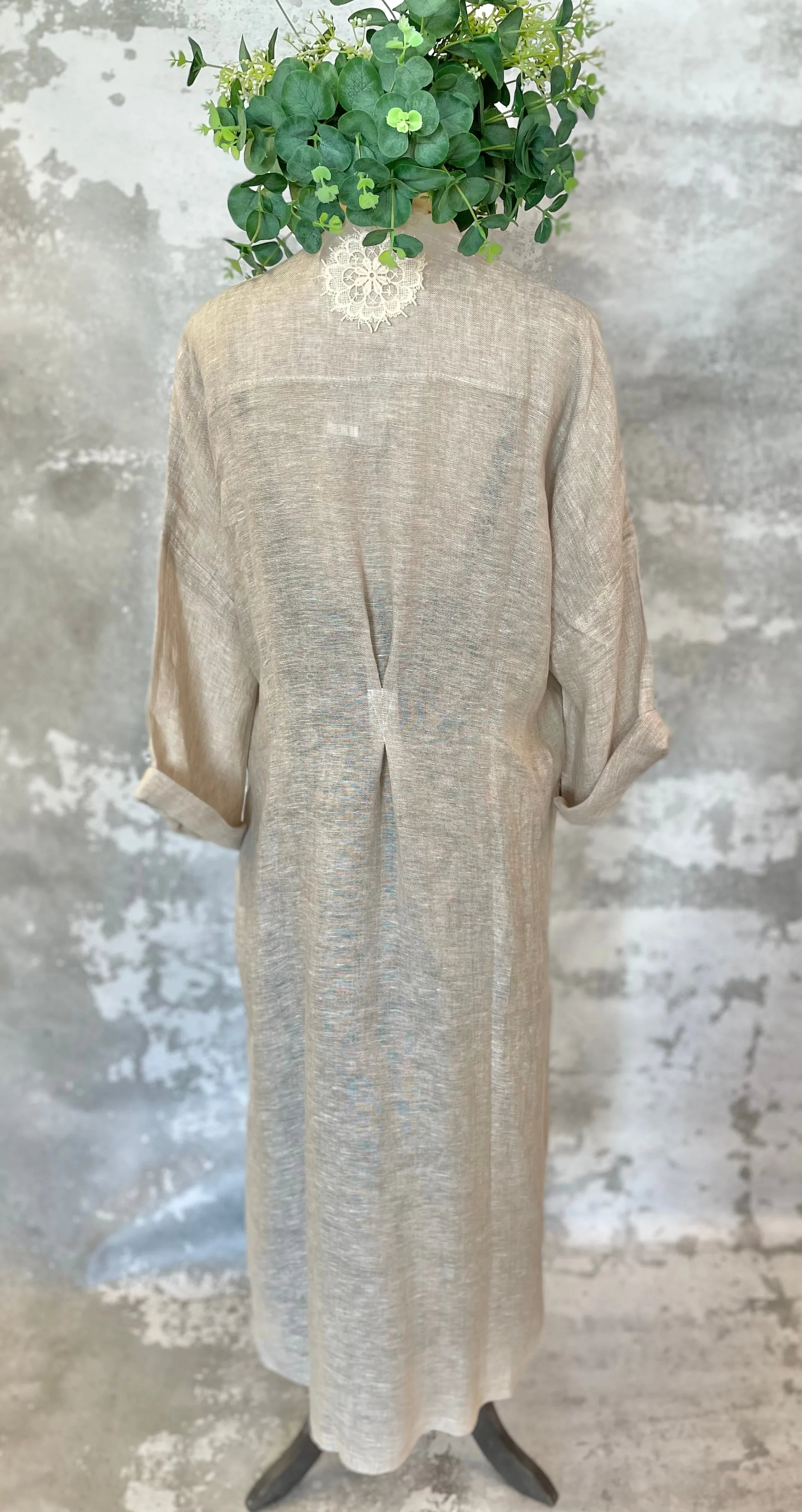 Natural linen coat dress