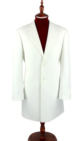 Off White Wool Slim Fit 3 Button Top Coat