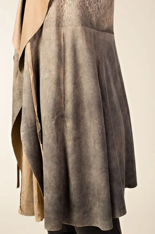 Open Front Faux Suede Vest with Lapel STONE #876