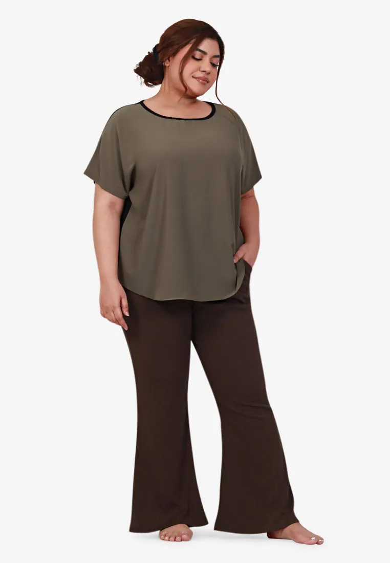 Pamela Back Stretch Lounge Top - Army Green