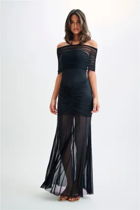 Pamela Mesh Strapless Off-shoulder Sexy Ruffled Mini Dress