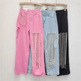 Pearl Chain High Waist Jeans