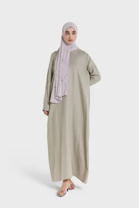 Plain Linen Dress | Light Sage
