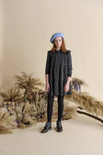 Porter Shoulder Scrunching Denim Tier Dress