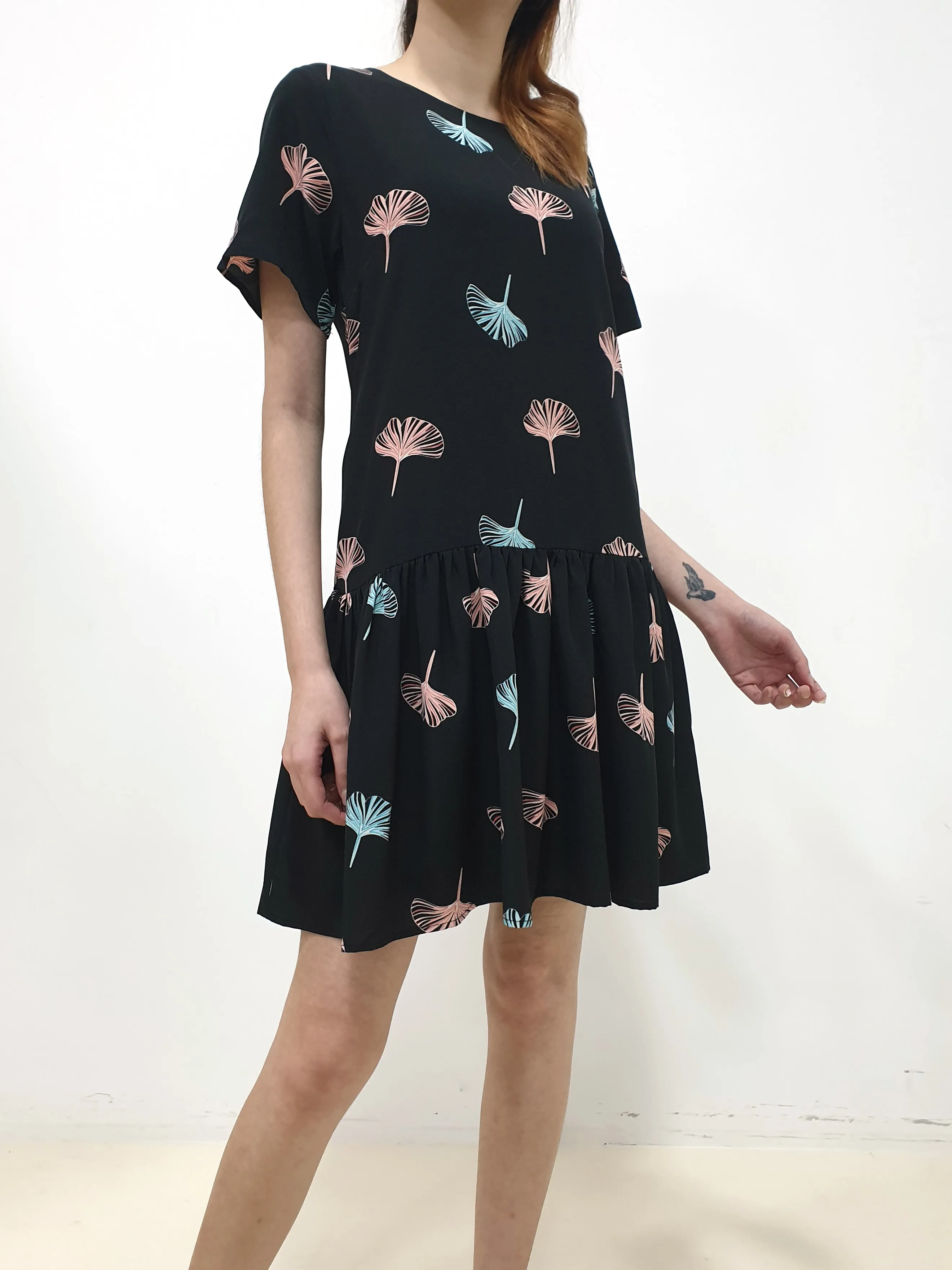 Printed Drop Waist Dress