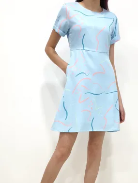 Prints of Strokes Dress - Blue (Non-returnable)
