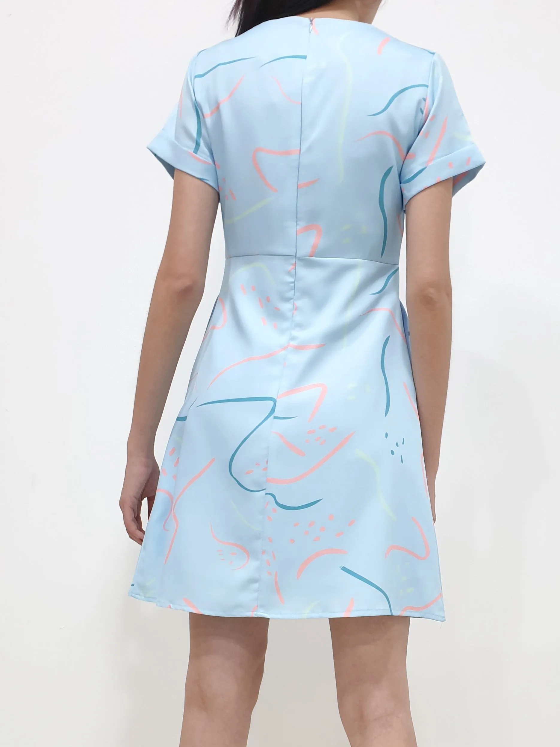 Prints of Strokes Dress - Blue (Non-returnable)