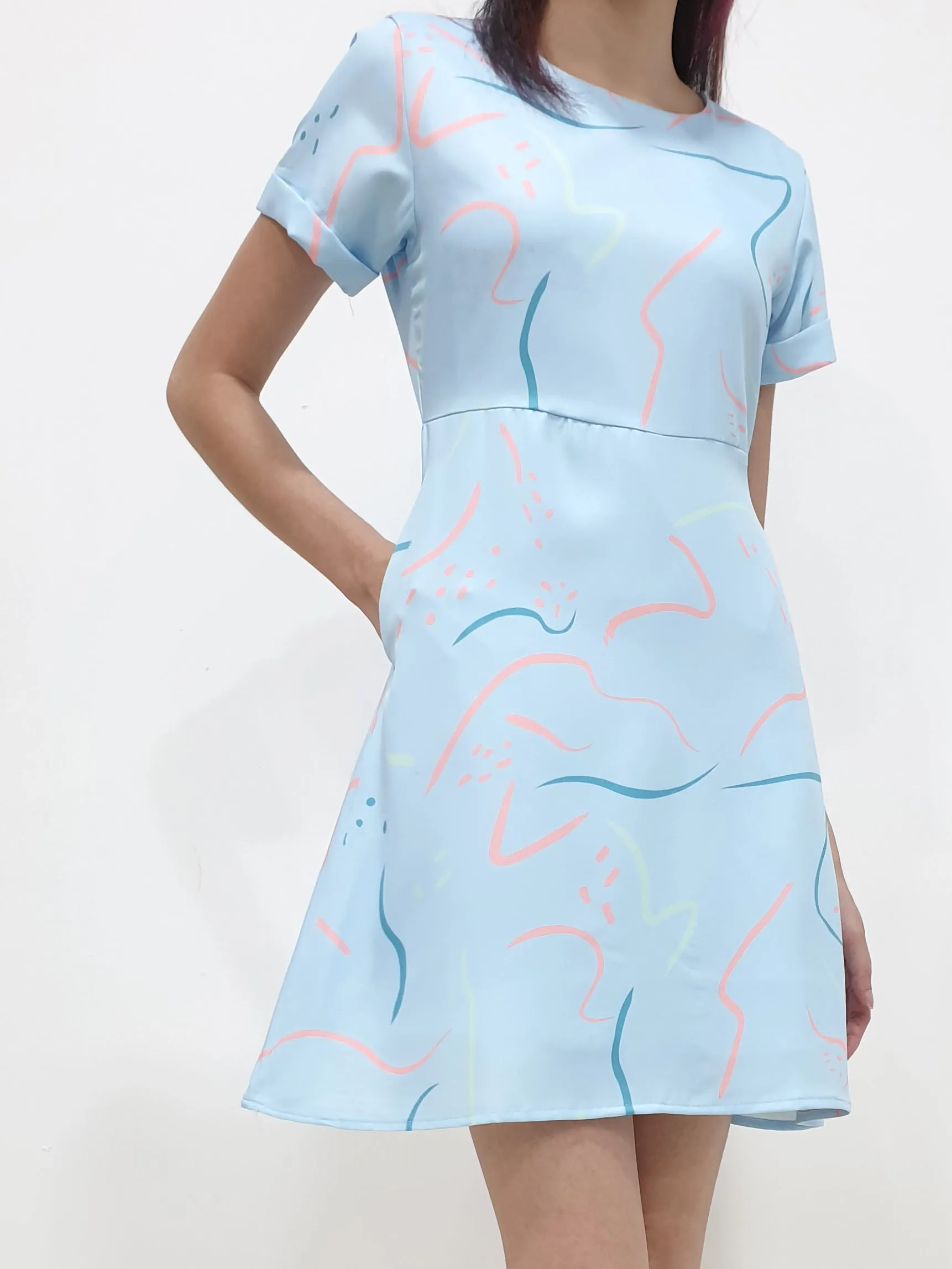 Prints of Strokes Dress - Blue (Non-returnable)