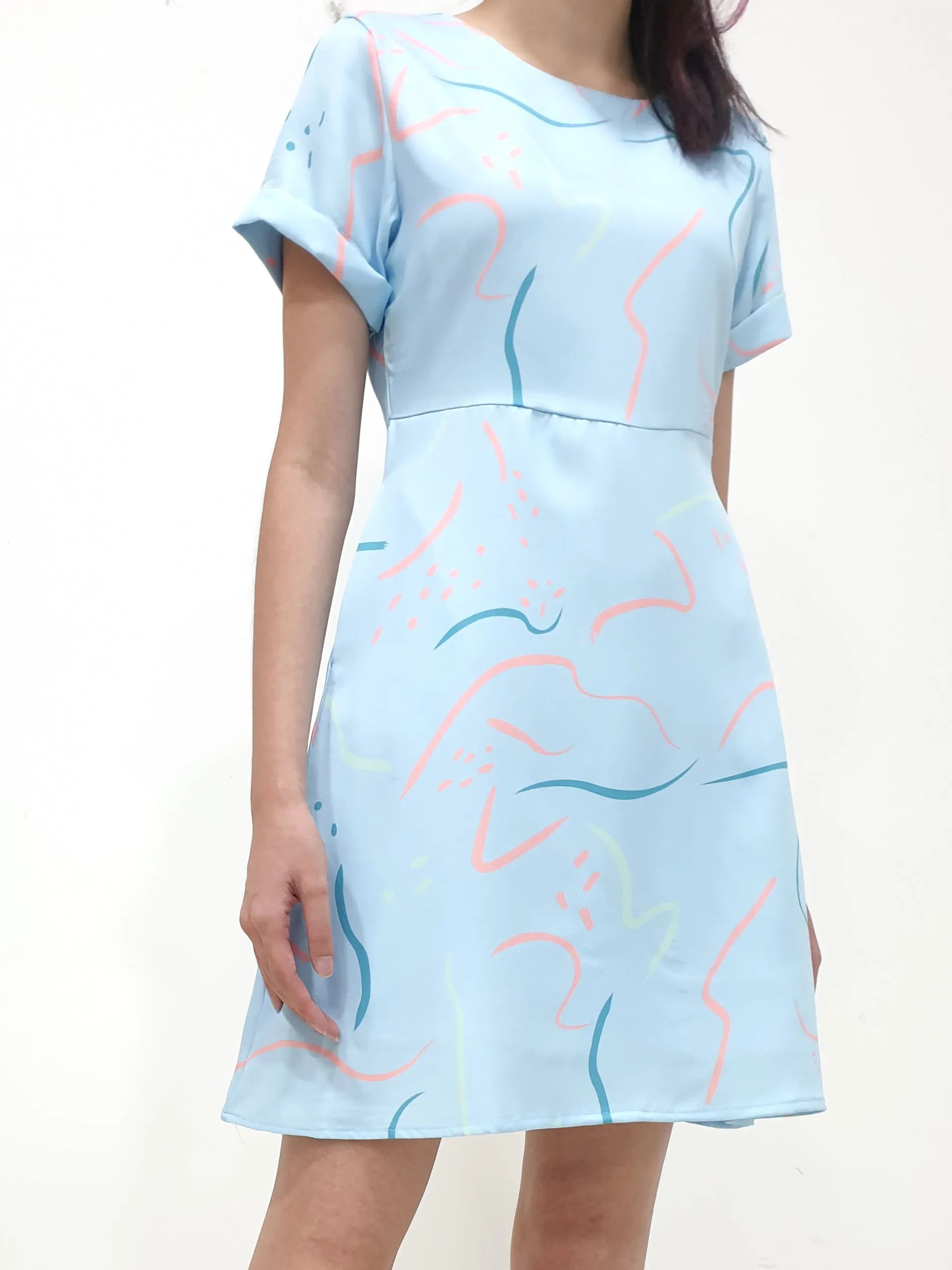 Prints of Strokes Dress - Blue (Non-returnable)