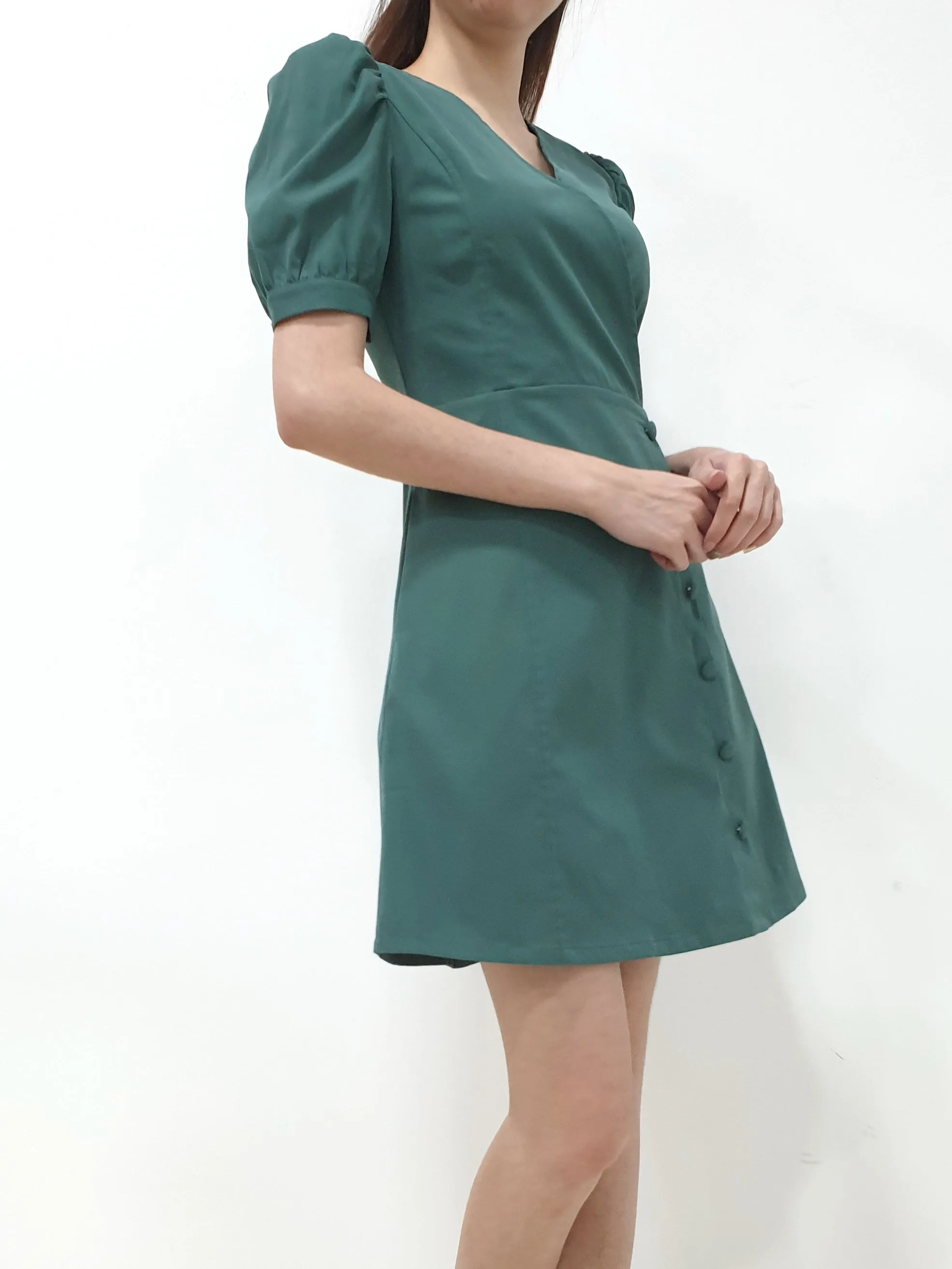 Puff Sleeve A Line Dress