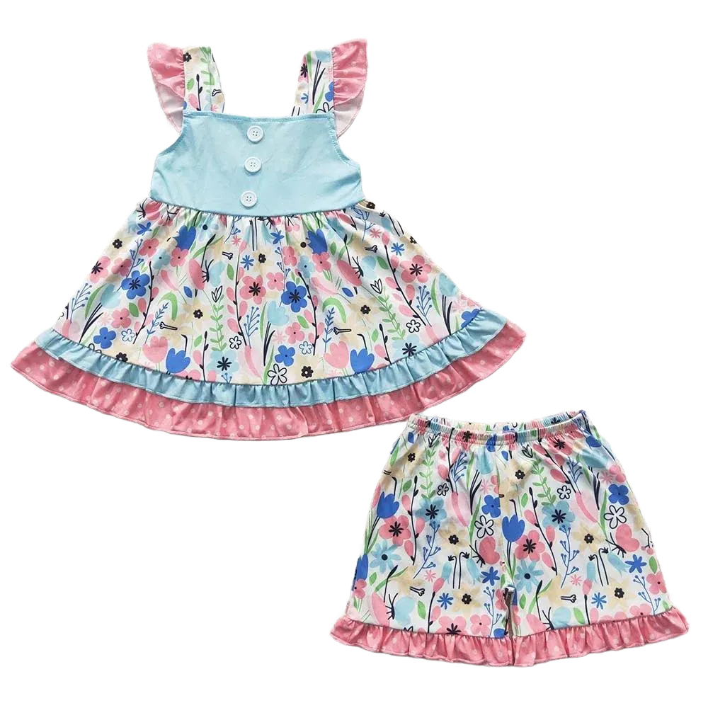 "Boho Flowers" Girl's 2 PC Shorts Set