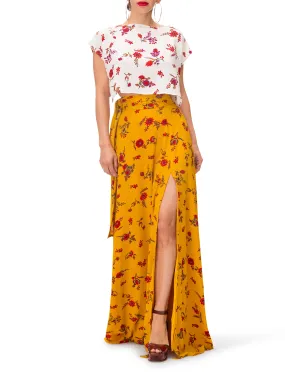 "Zinnia" Floral Crop Top w/Side Slits