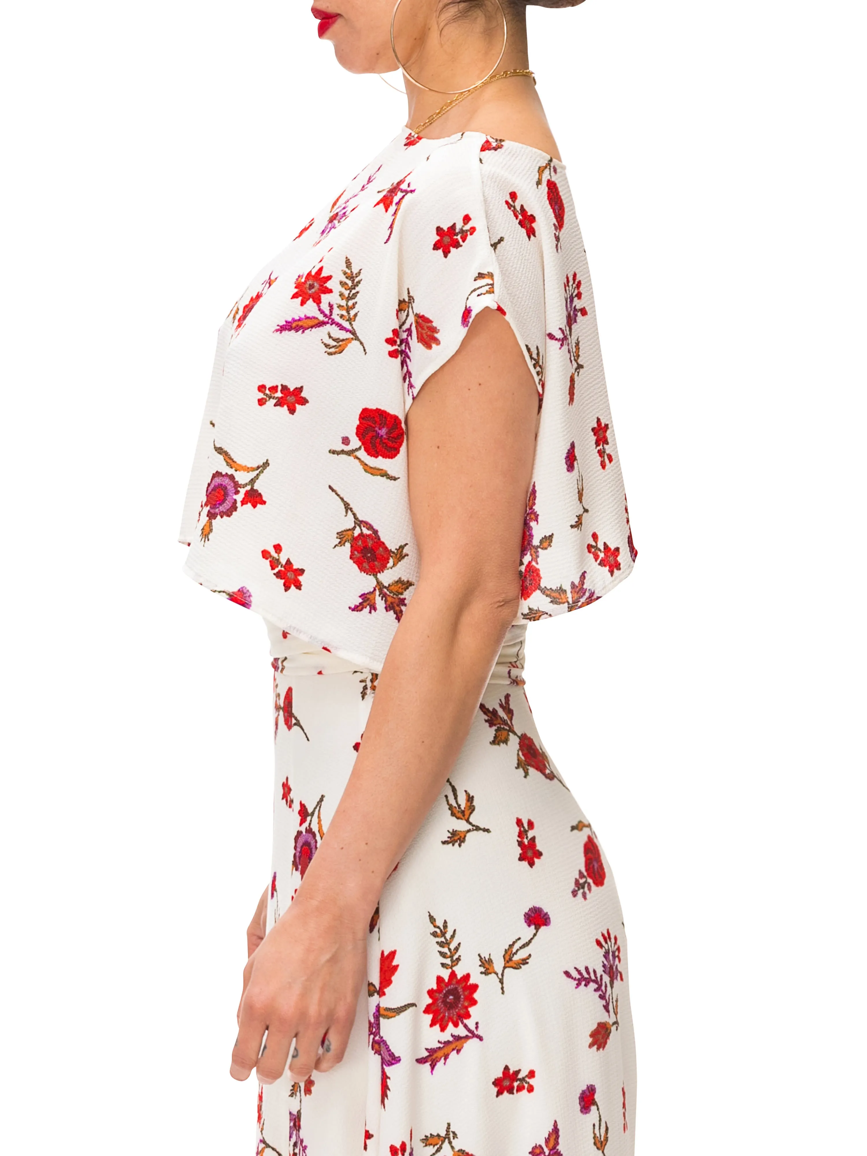"Zinnia" Floral Crop Top w/Side Slits