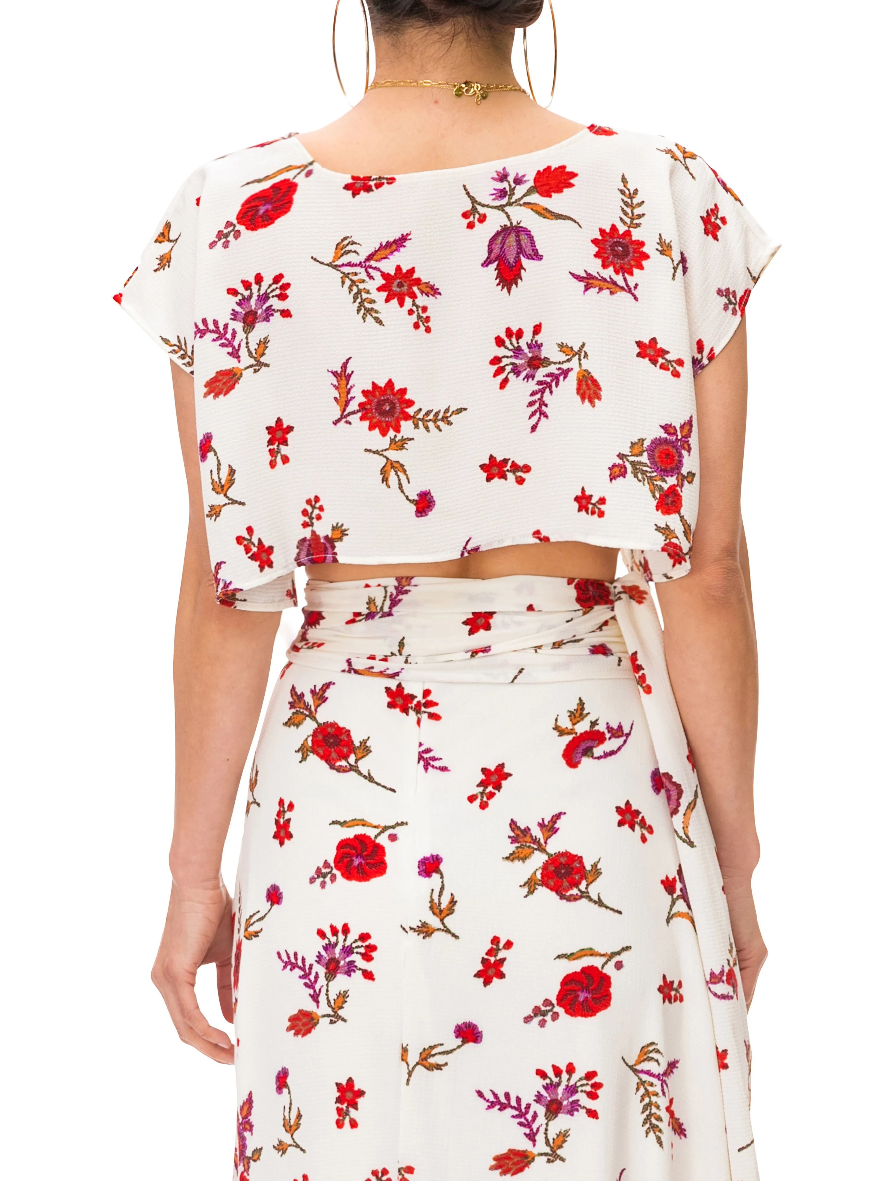 "Zinnia" Floral Crop Top w/Side Slits