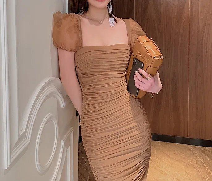 Raffles dress (ready stock in brown (S)/ 2 colours)