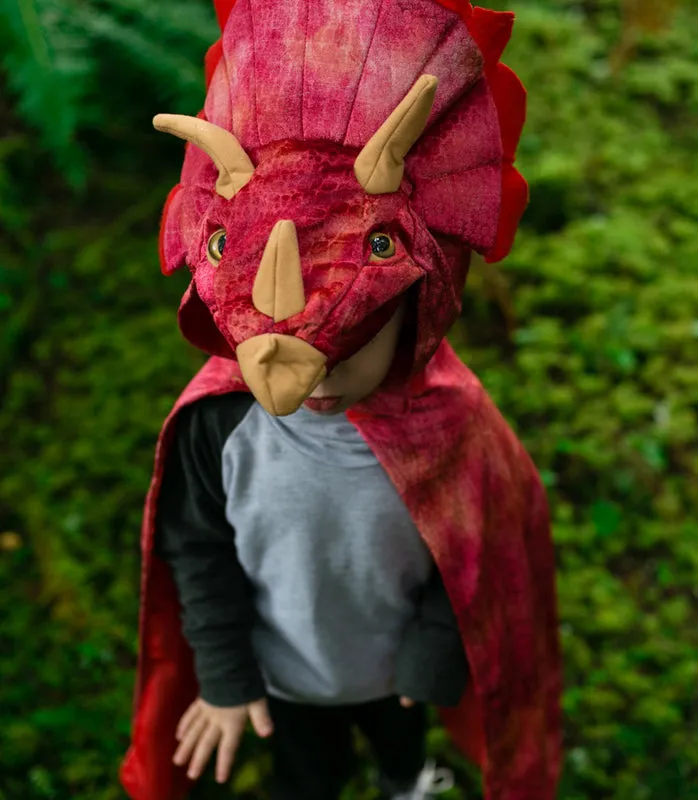 Red Triceratops Hooded Cape (4-5yrs)