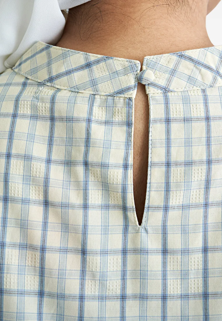 Romana Coquette Puff Sleeve Checkered Shirt