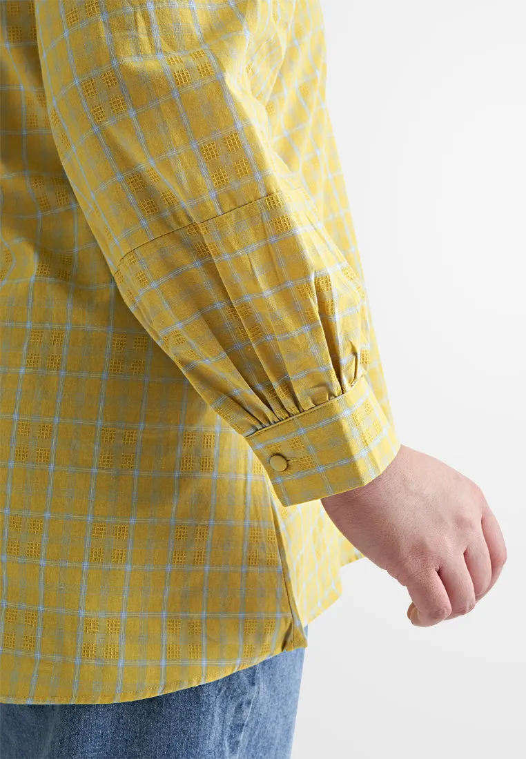 Romana Coquette Puff Sleeve Checkered Shirt