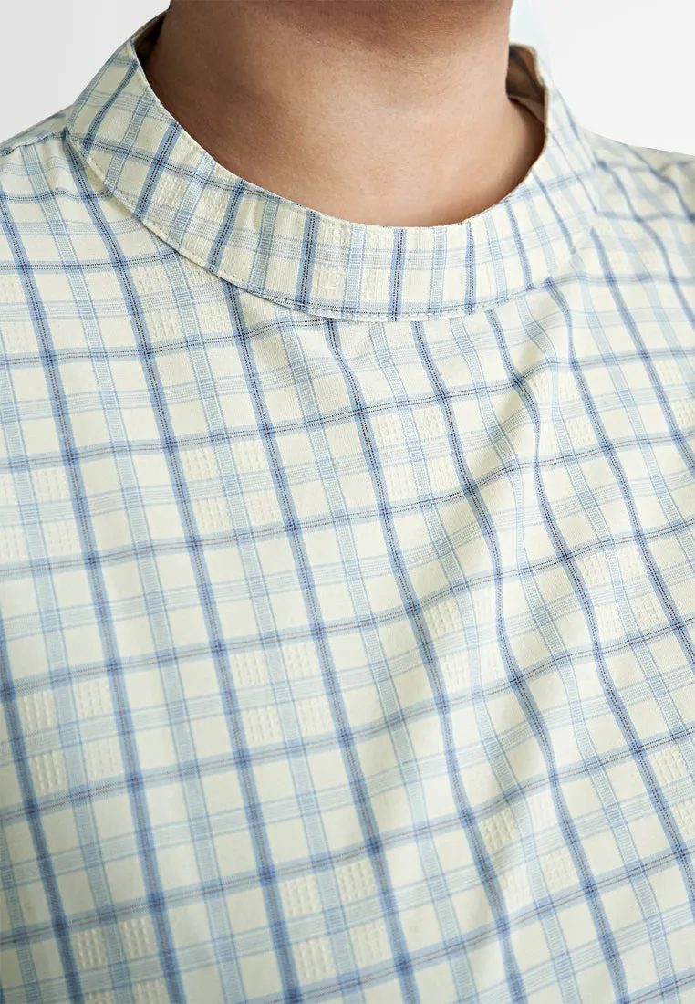 Romana Coquette Puff Sleeve Checkered Shirt