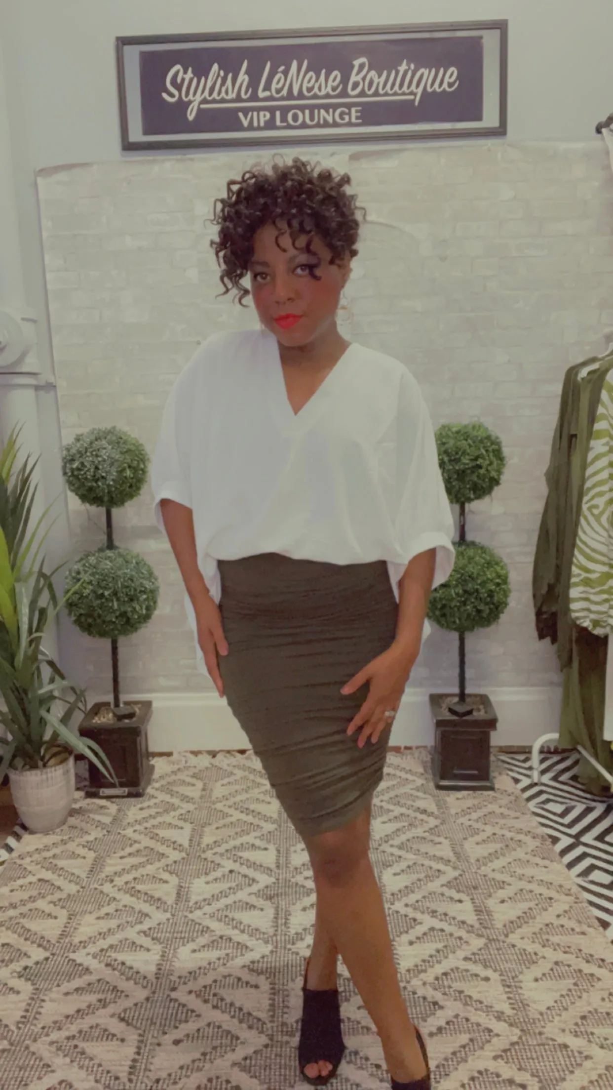 Ruched Jersey Fitted Pencil Skirt