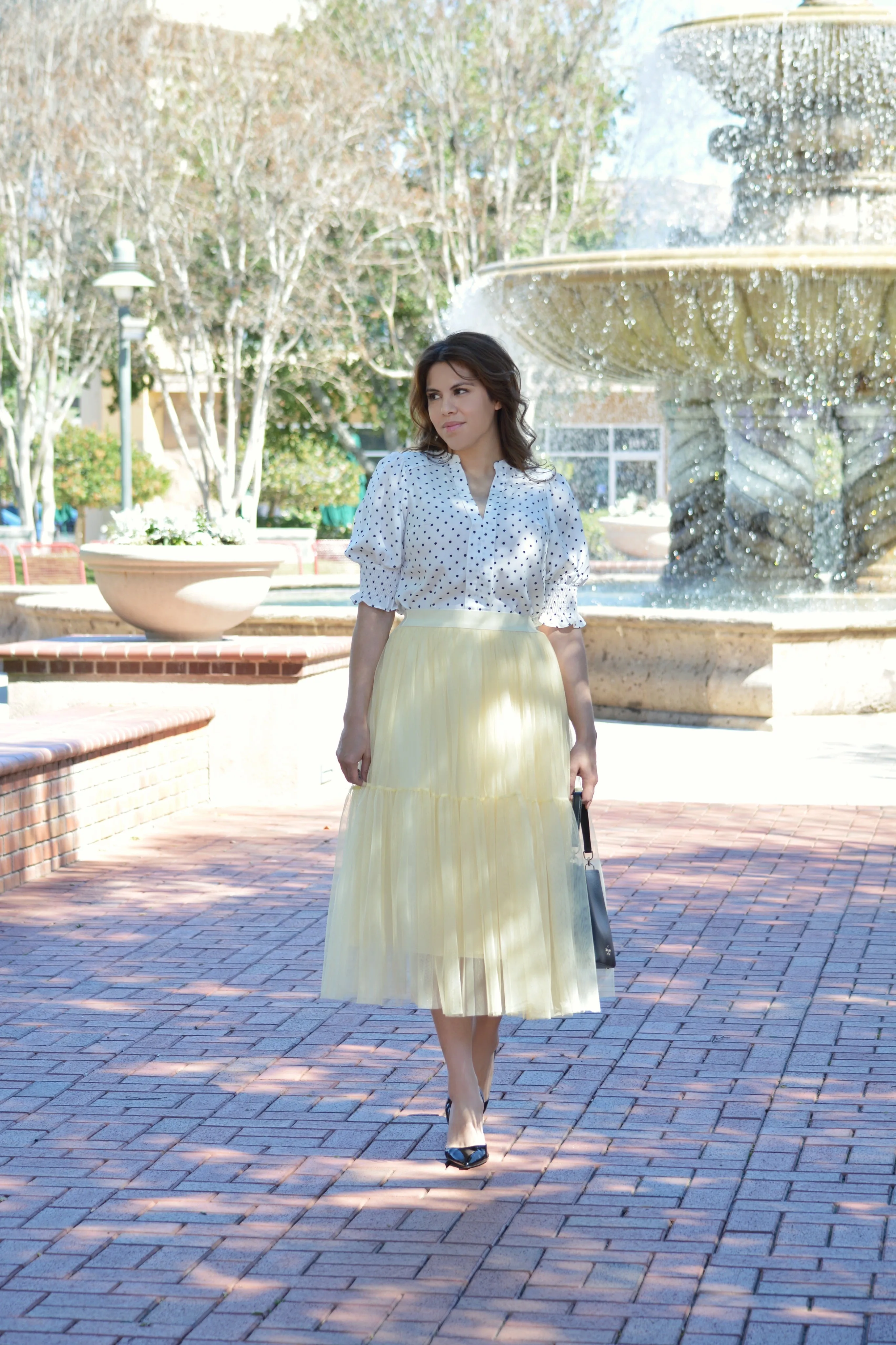 Samantha White Dot Top