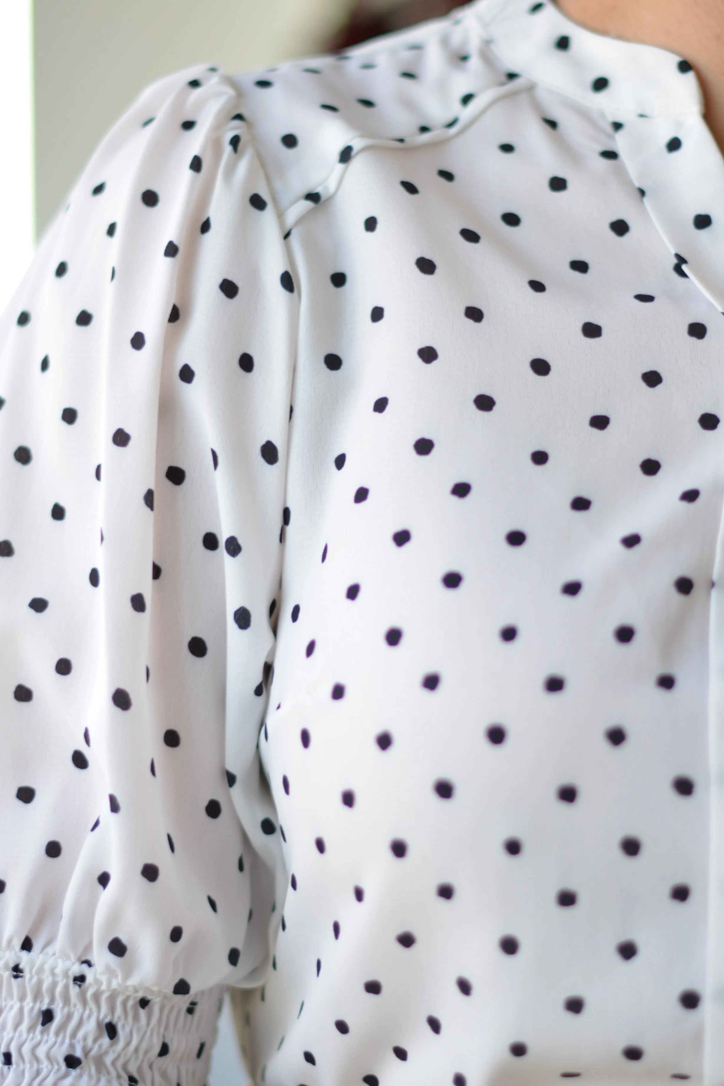 Samantha White Dot Top
