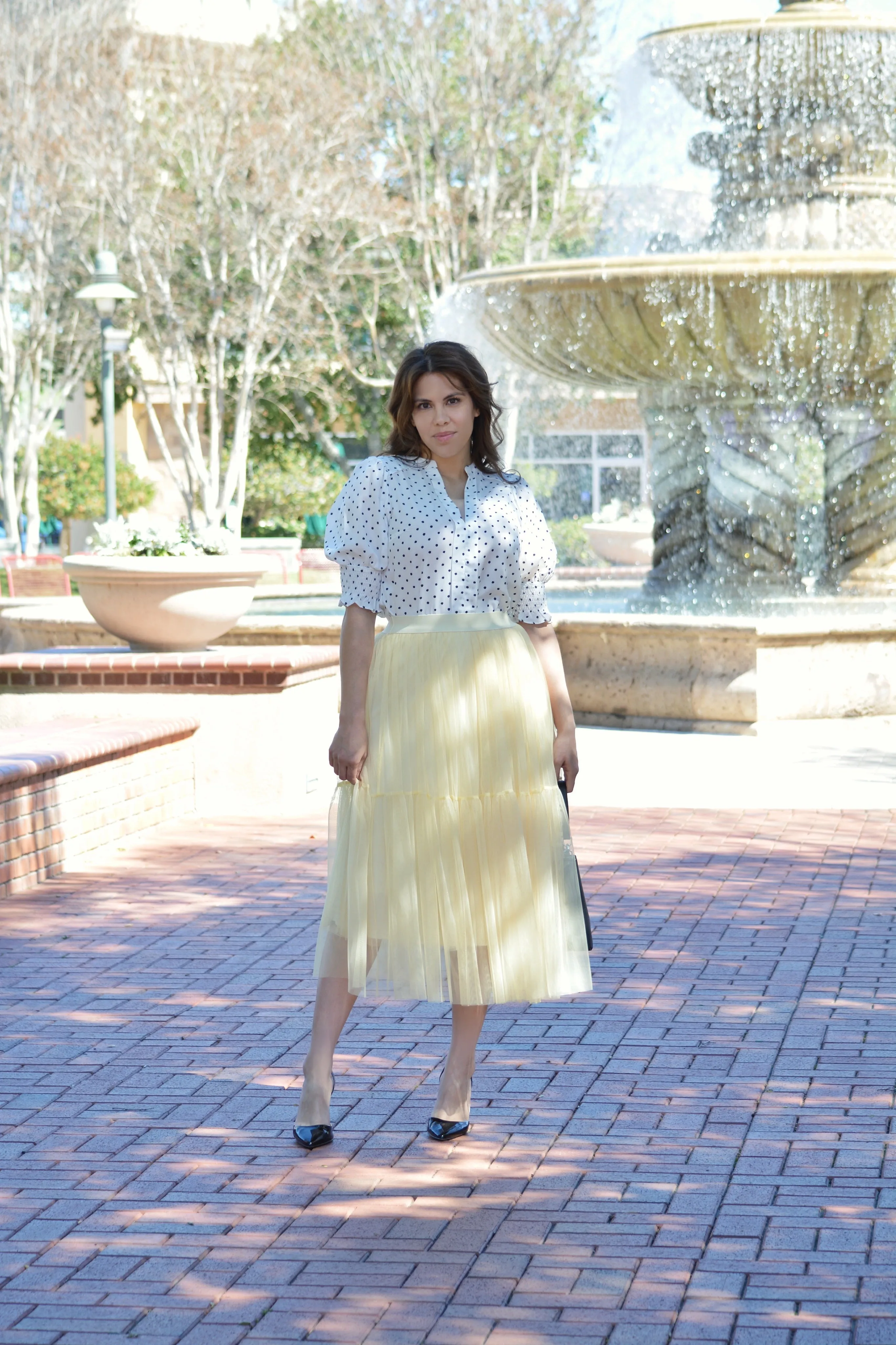 Samantha White Dot Top