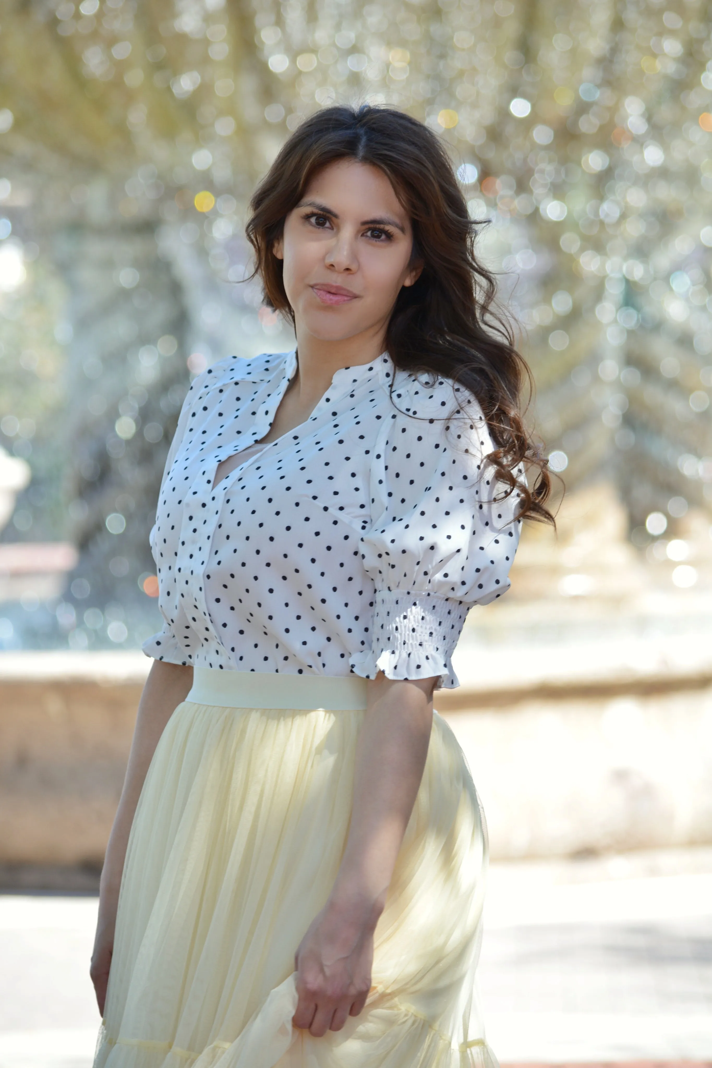 Samantha White Dot Top