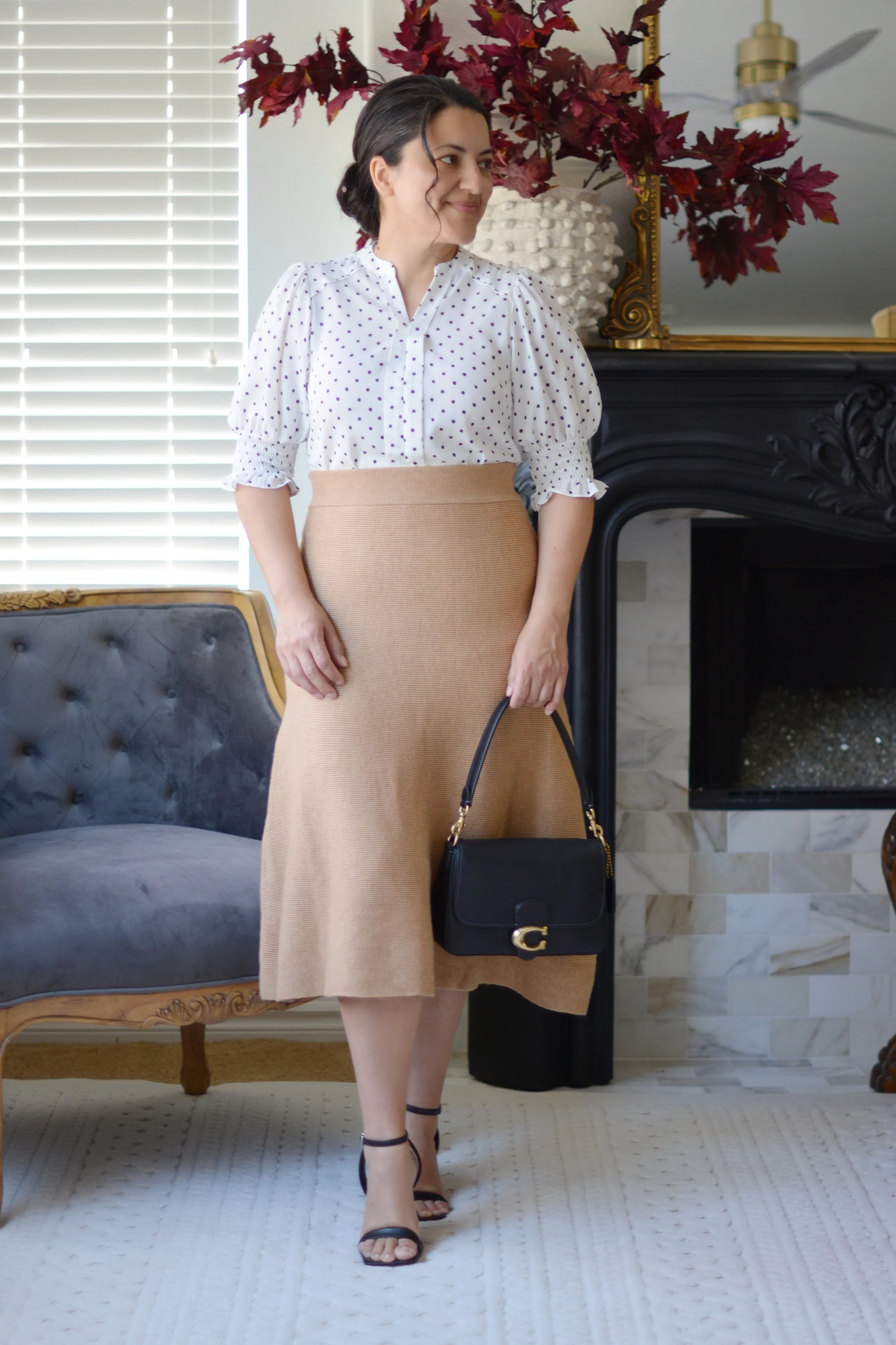 Samantha White Dot Top