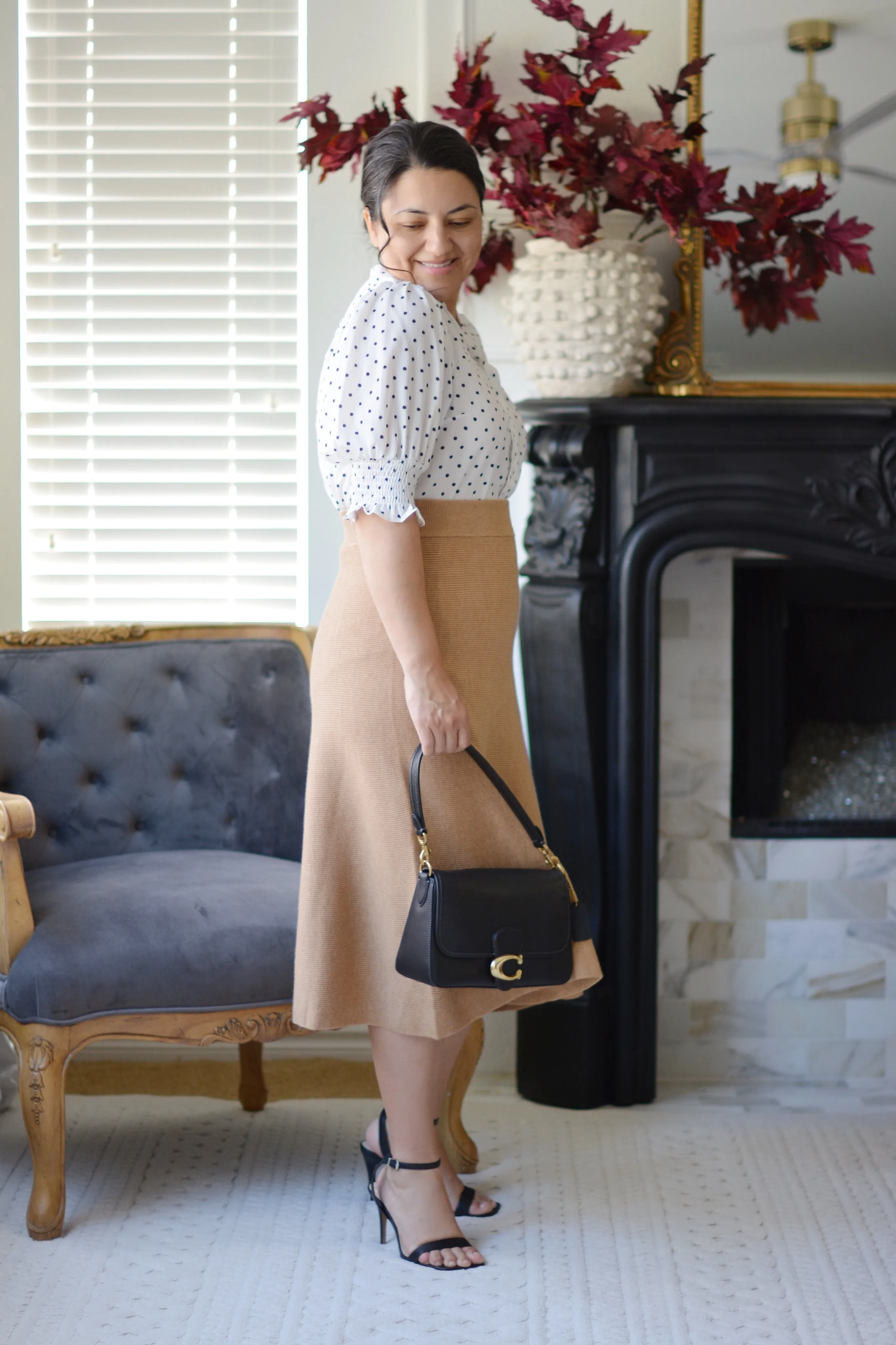 Samantha White Dot Top