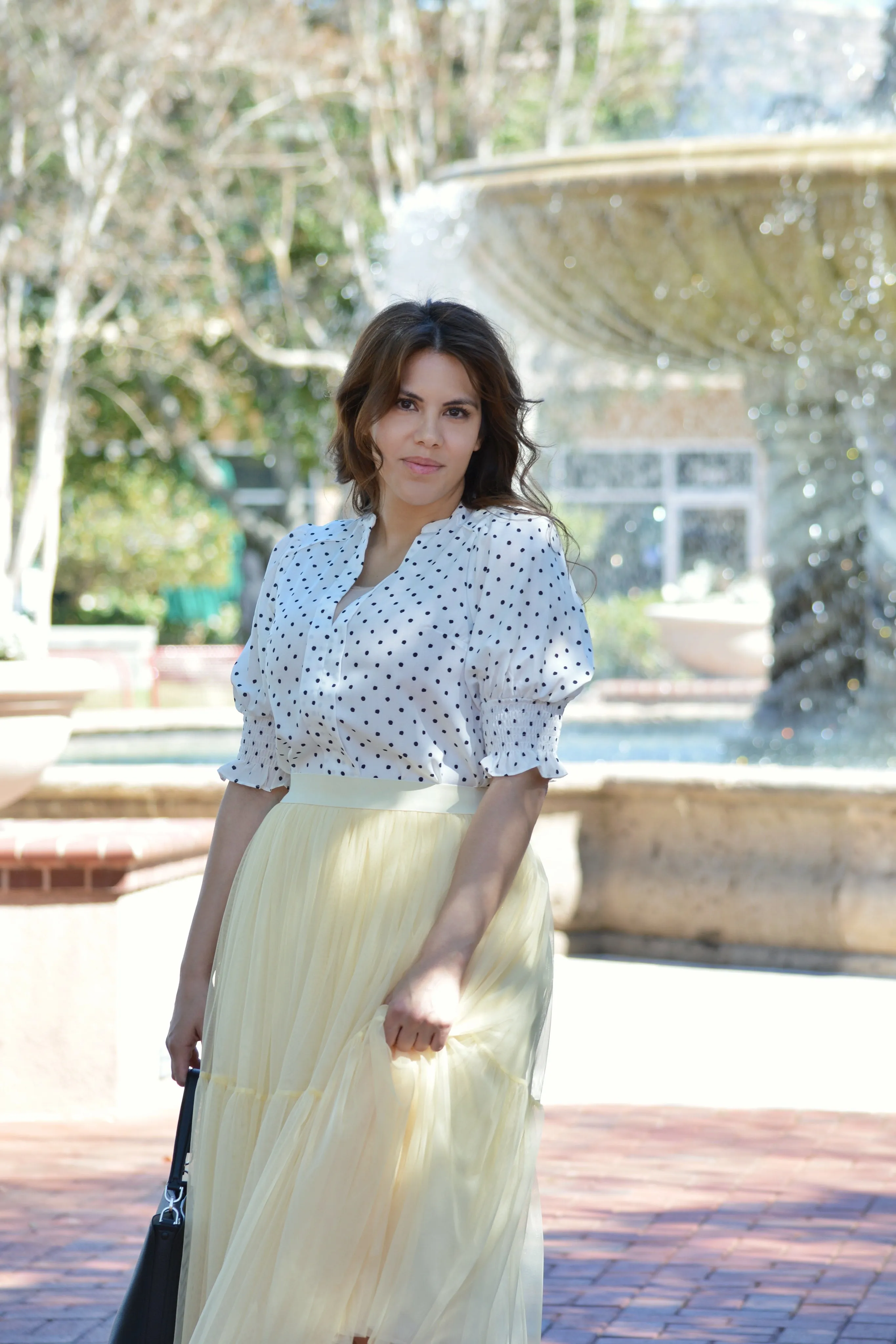 Samantha White Dot Top