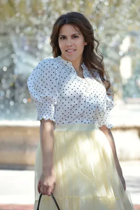 Samantha White Dot Top