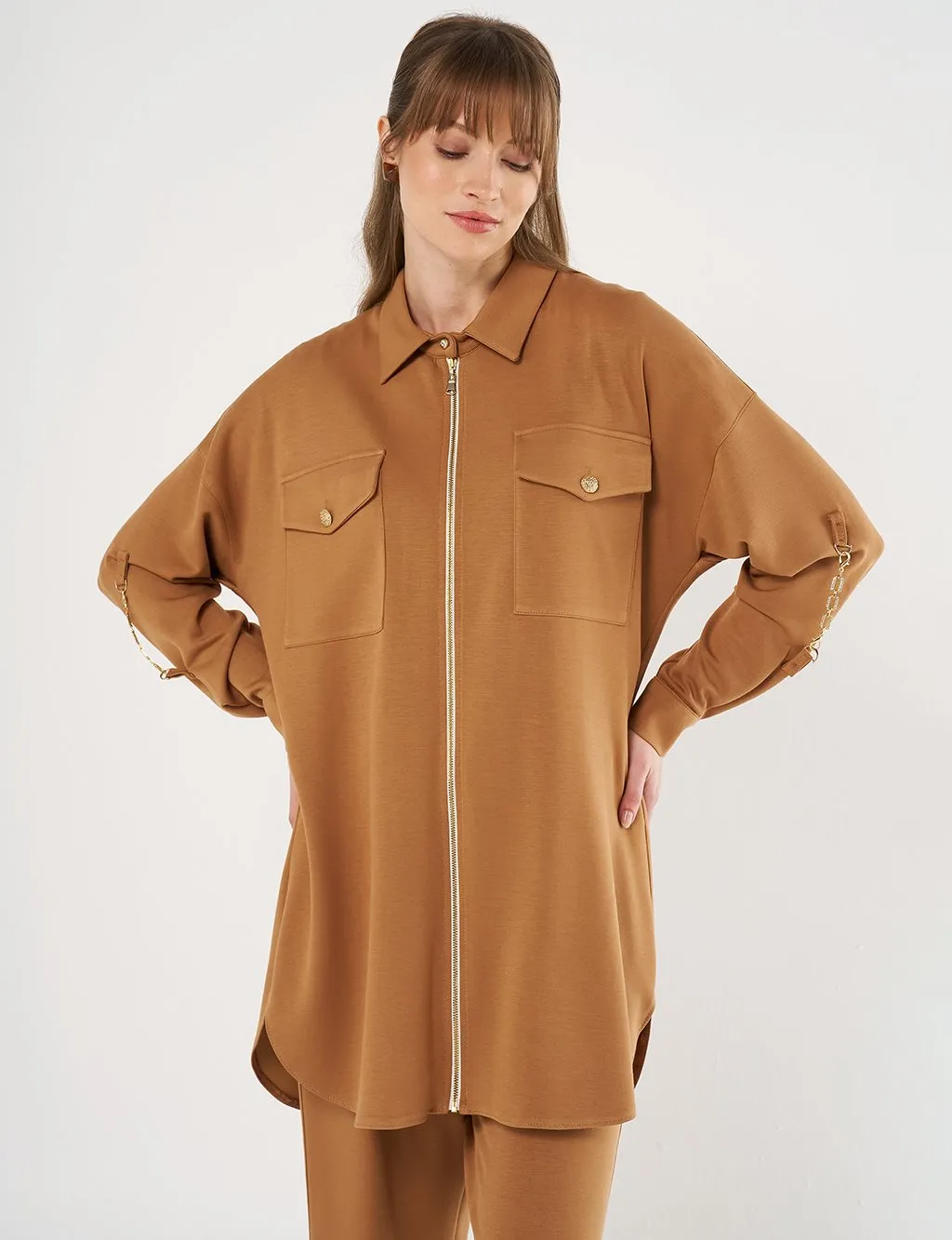 Scuba Double Suit Tobacco with Pocket Details