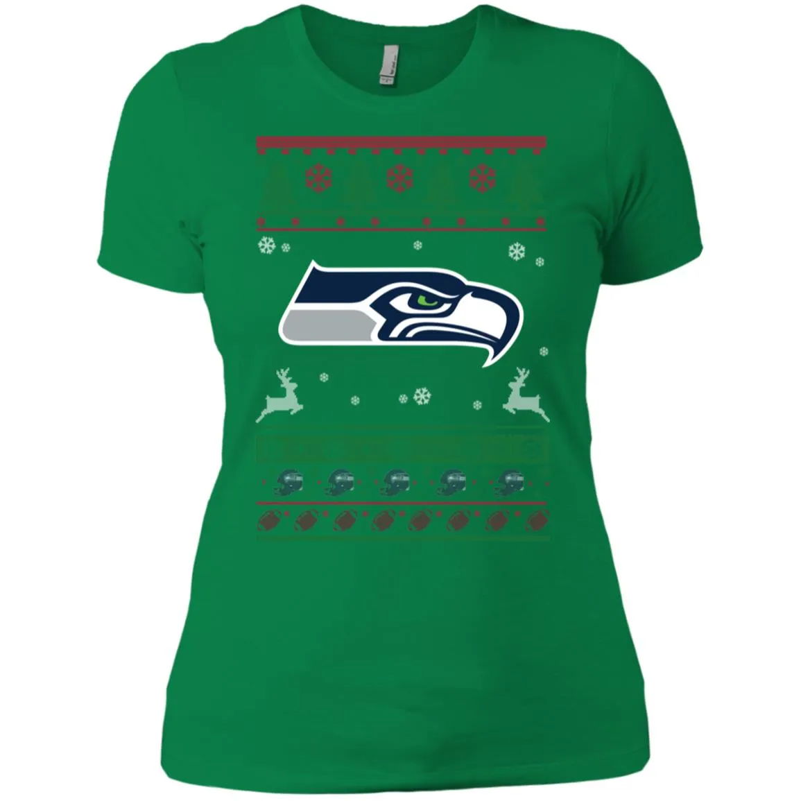 Seattle Seahawks Logo Football Teams Ugly Christmas Sweater Women T-Shirt