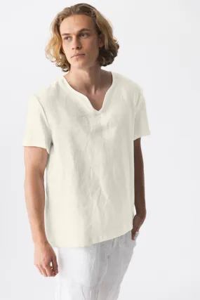 Short-sleeved linen tunic ivory - Marcelo
