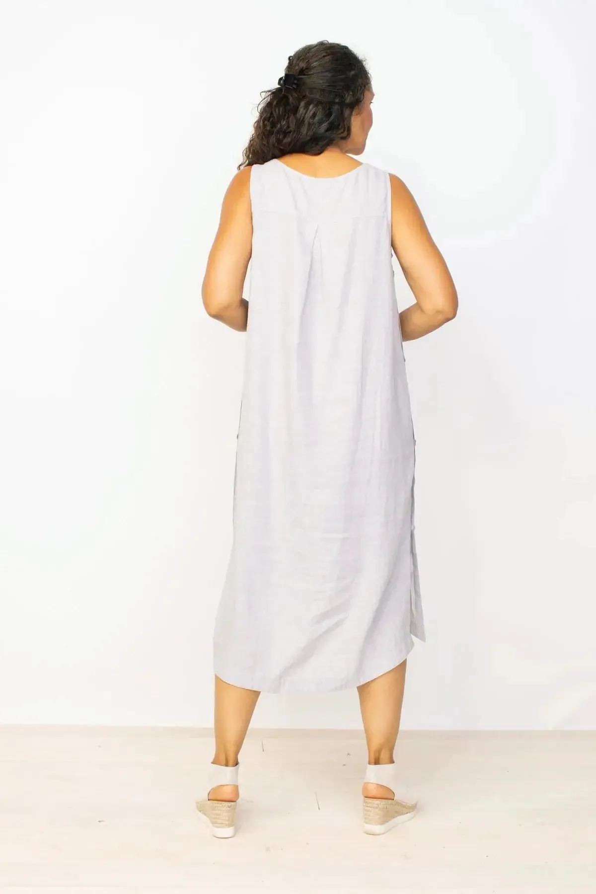 Side Button Detail Sleeveless Dress
