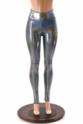 Silver Holographic High Waist Leggings