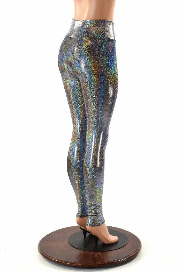 Silver Holographic High Waist Leggings