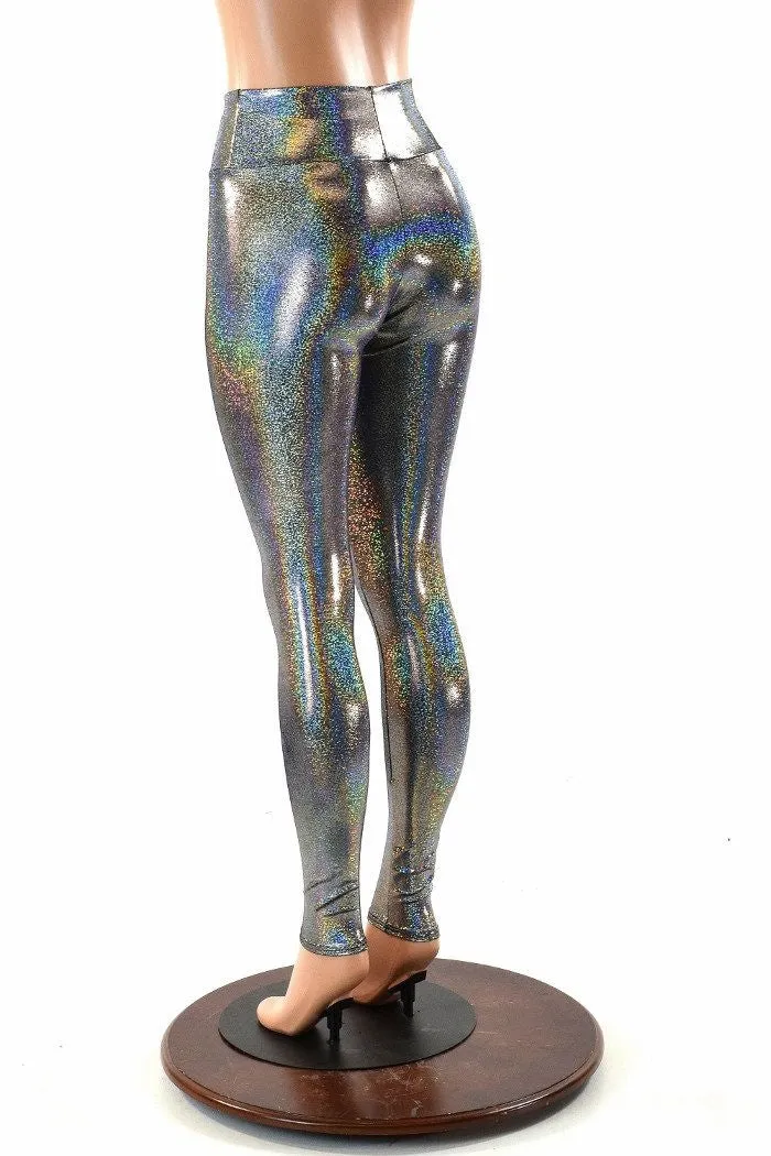 Silver Holographic High Waist Leggings