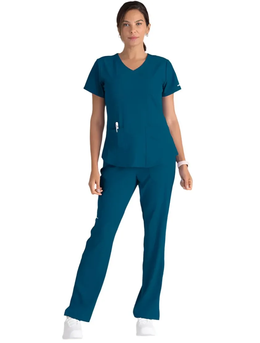 Skechers™ by Barco Breeze 3-Pocket Curved V-Neck Scrub Top-Plus