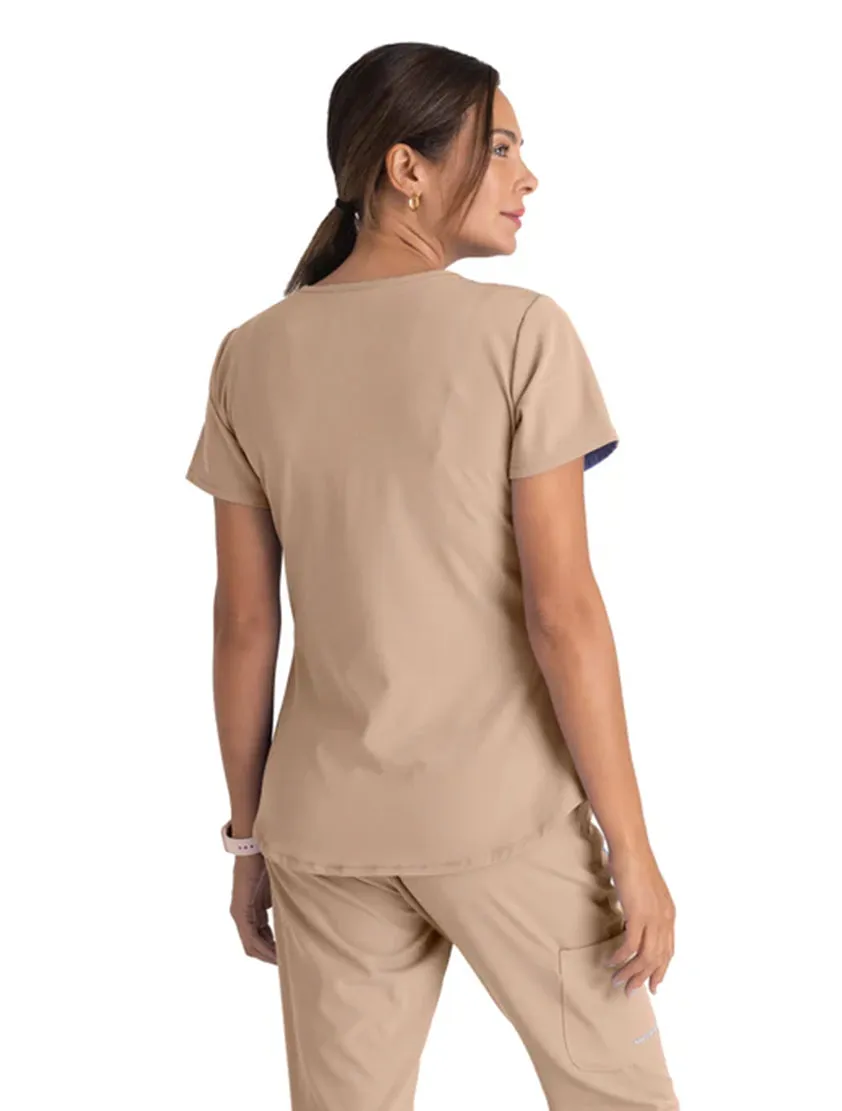 Skechers™ by Barco Breeze 3-Pocket Curved V-Neck Scrub Top-Plus