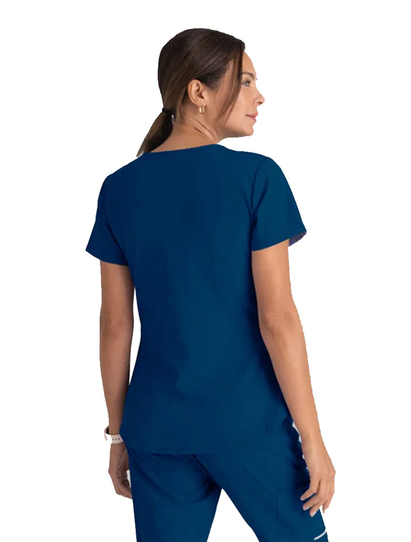 Skechers™ by Barco Breeze 3-Pocket Curved V-Neck Scrub Top-Plus